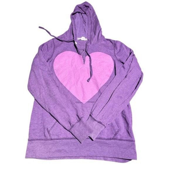 Victoria's Secret PINK LOVE PINK Rainbow Logo Purple Heart Hooded Sweatshirt - Picture 3 of 6